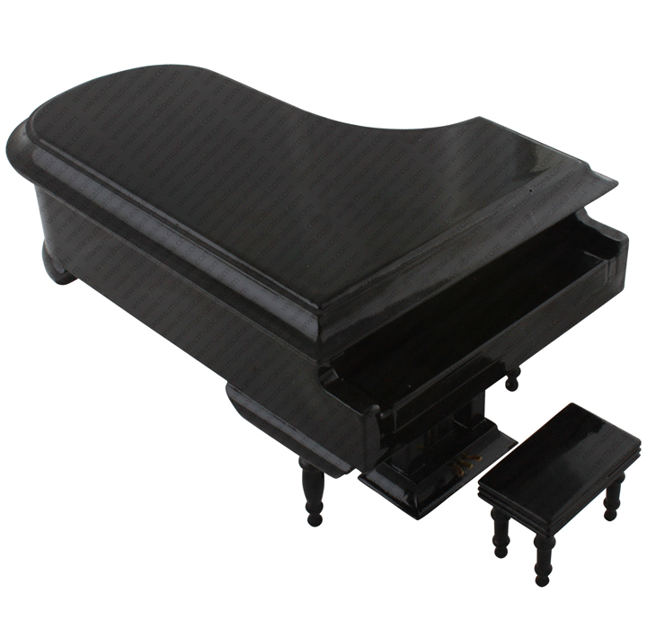 Miniature Black Pianp and Chair Musical instrument Replica Gift